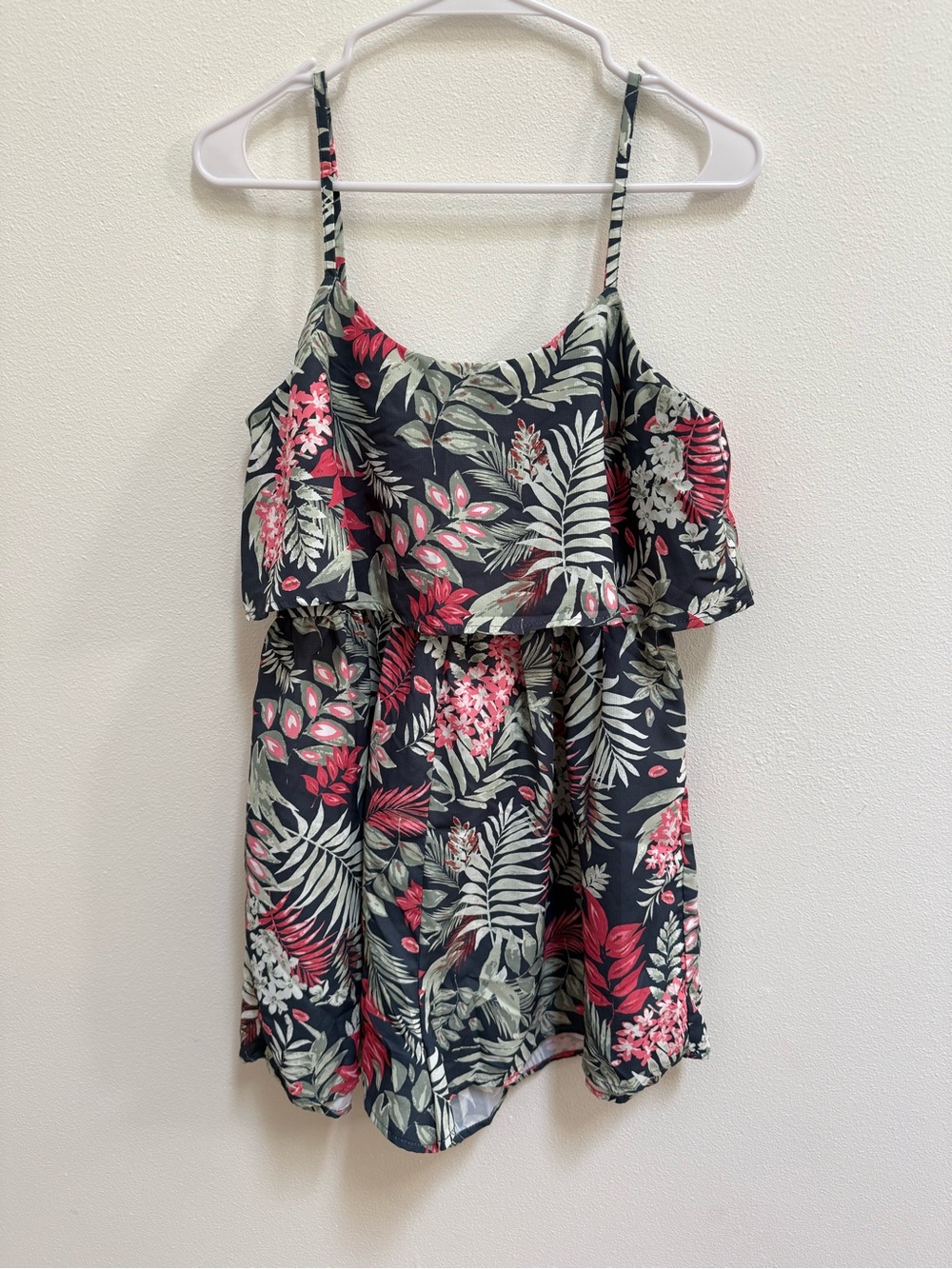 Elodie Navy Floral Cami with Pink & Green Leaves